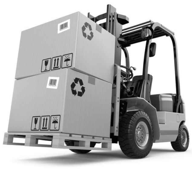 Graphic of a Forklift Rental Carrying Boxes